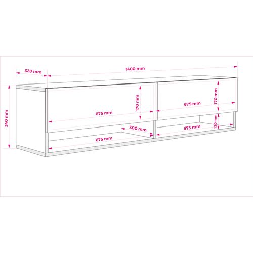 Meuble TV 140 Cm Cachemire, 140 X 32 X 34 Cm
