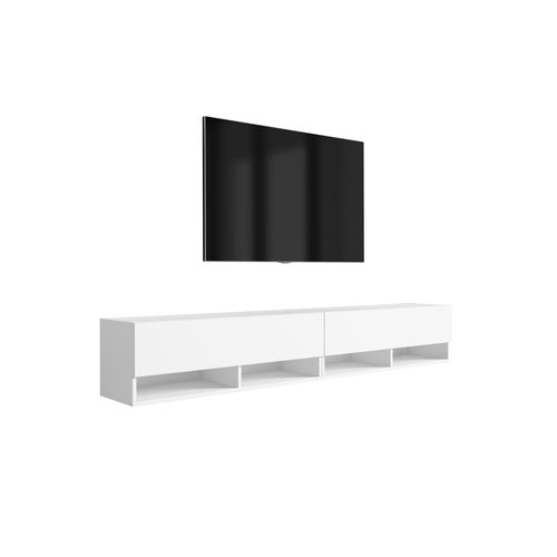 Meuble TV 200 (2 X 100) Cm Blanc Mat, 200 X 32 X 52 Cm