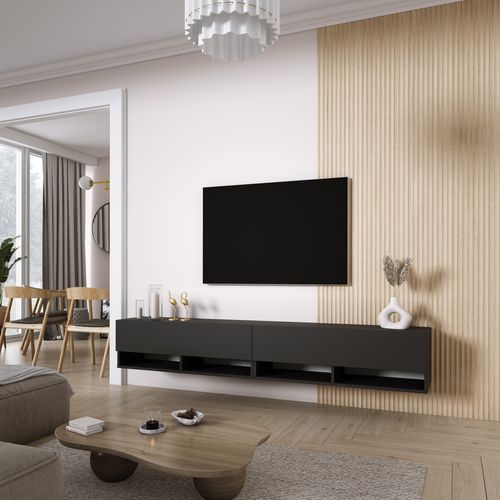 Meuble TV 200 (2 X 100) Cm Noir Mat, 200 X 32 X 52 Cm