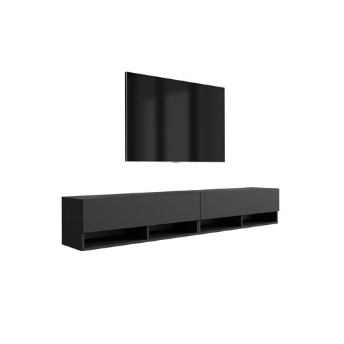 Meuble TV 200 (2 X 100) Cm Noir Mat, 200 X 32 X 52 Cm