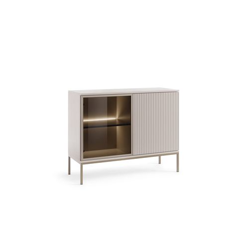 Buffet Étroite Moderne à Façade Cannelée, 104 X 83 X 39 Cm, Cachemire / Or