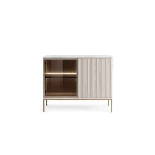Buffet Étroite Moderne à Façade Cannelée, 104 X 83 X 39 Cm, Cachemire / Or