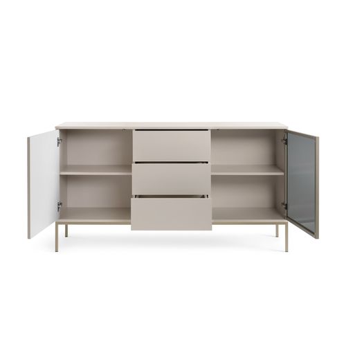 Buffet Large Moderne Et Façade Cannelée 154x83x39 Cm, Couleur Cachemire / Or