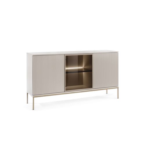 Buffet Large Moderne Avec Portes Et Façade Cannelée 154x83x39 Cm, Cachemire / Or