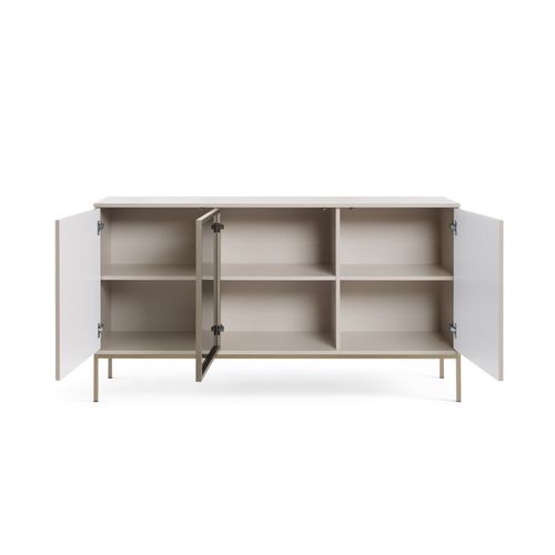 Buffet Large Moderne Avec Portes Et Façade Cannelée 154x83x39 Cm, Cachemire / Or