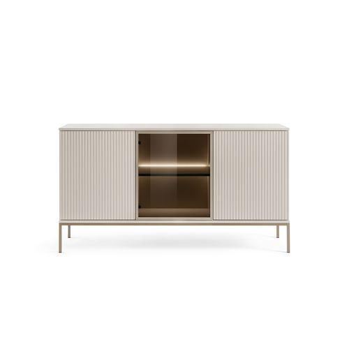 Buffet Large Moderne Avec Portes Et Façade Cannelée 154x83x39 Cm, Cachemire / Or