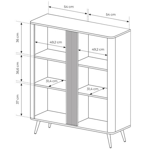 Buffet, Chêne Dunin Combiné Avec Du Noir, 113,2 X 134 X 38 Cm