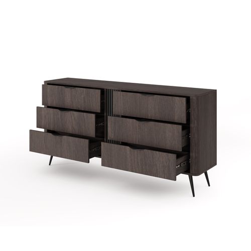 Commode, Chêne Dunin Combiné Avec Du Noir, 163,2 X 81,2 X 38 Cm