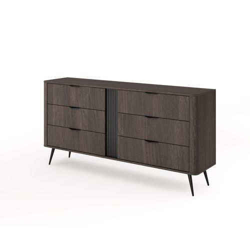 Commode, Chêne Dunin Combiné Avec Du Noir, 163,2 X 81,2 X 38 Cm