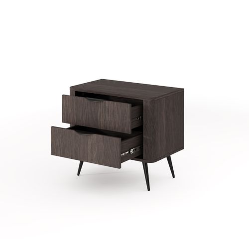 Table De Chevet, Chêne Dunin Combiné Avec Du Noir, 63,2 X 55,3 X 38 Cm