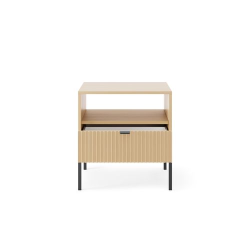 Table De Chevet : 1 Tiroir, Chêne Vincenza, Noir, 54 X 56 X 39 Cm, Poignées Noires