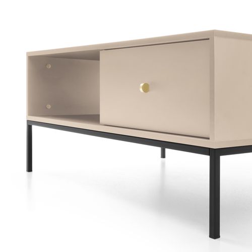 Table Basse, Beige Sable, 103,5 X 46,2 X 68 Cm, Pieds Noires