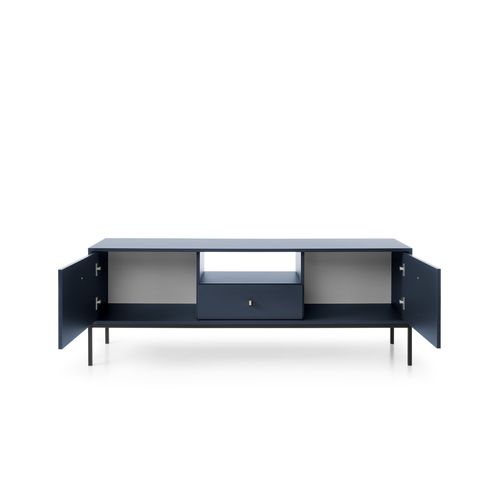Meuble TV, Bleu Marine, 153,4 X 56,2 X 39 Cm, Pieds Noires