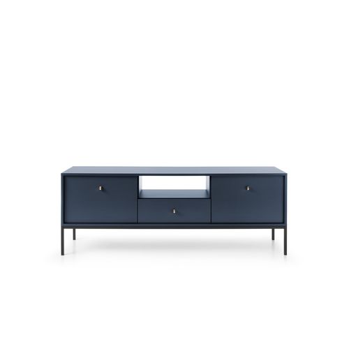 Meuble TV, Bleu Marine, 153,4 X 56,2 X 39 Cm, Pieds Noires