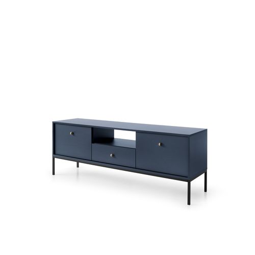 Meuble TV, Bleu Marine, 153,4 X 56,2 X 39 Cm, Pieds Noires