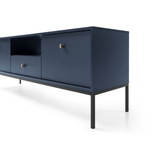 Meuble TV, Bleu Marine, 153,4 X 56,2 X 39 Cm, Pieds Noires