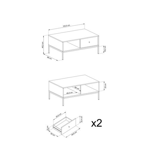 Table Basse, Bleu Marine, 103,5 X 46,2 X 68 Cm, Pieds Noires