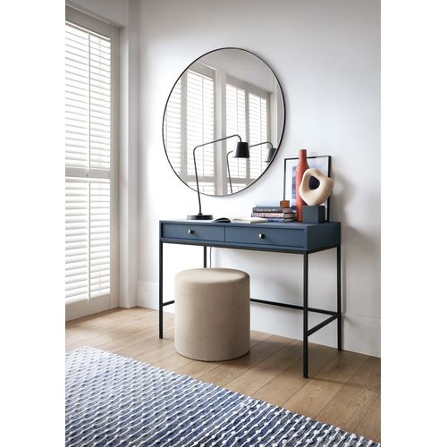 Coiffeuse, Bleu Marine, 103,5 X 77,6 X 50 Cm, Pieds Noires