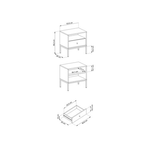 Table De Chevet, Beige Sable, 53,6 X 56,2 X 39 Cm, Pieds Dorées