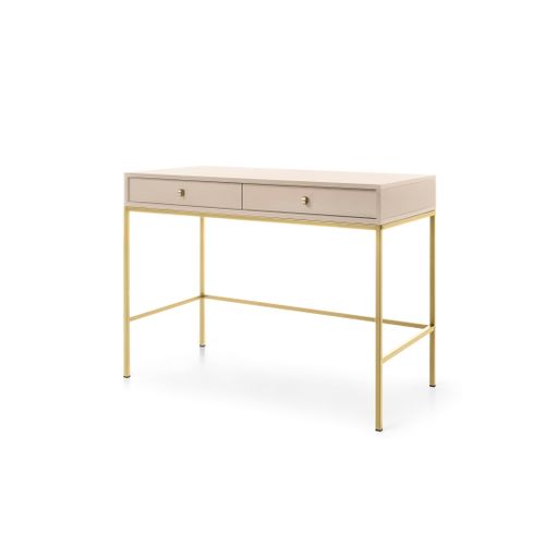 Coiffeuse, Beige Sable, 103,5 X 77,6 X 50 Cm, Pieds Dorées