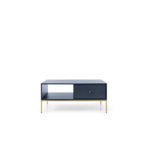 Table Basse, Bleu Marine, 103,5 X 46,2 X 68 Cm, Pieds Dorées