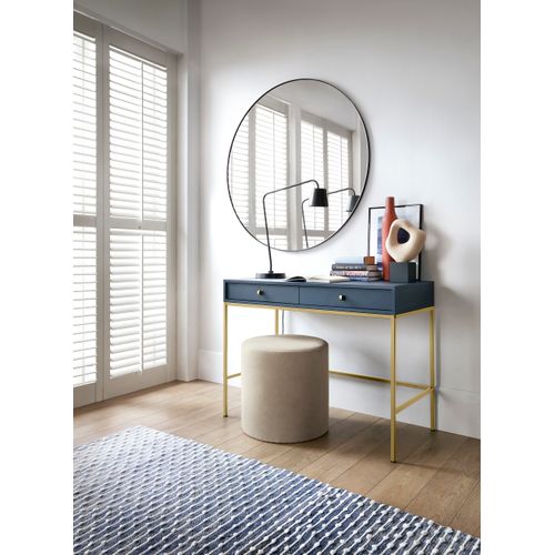 Coiffeuse, Bleu Marine, 103,5 X 77,6 X 50 Cm, Pieds Dorées