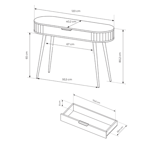 Coiffeuse, Chêne Cremona, 120 X 80,2 X 40,2 Cm