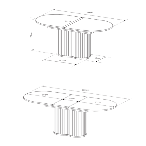 Table Extensible, Chêne Cremona, 180 X 75,6 X 90 Cm