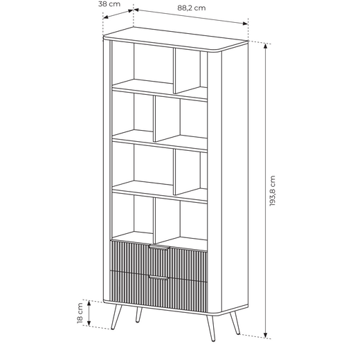 Bibliothèque : Noir, 88,2 X 193,8 X 38cm