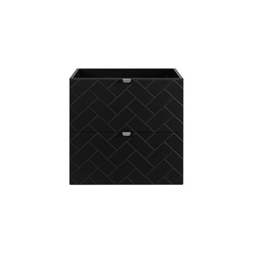 Meuble De Salle De Bain, Noir Mat, 60 X 57 X 46 Cm, Poignées Argentées