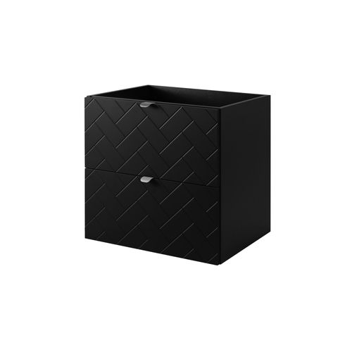 Meuble De Salle De Bain, Noir Mat, 60 X 57 X 46 Cm, Poignées Argentées