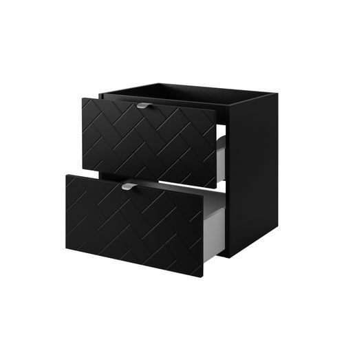 Meuble De Salle De Bain, Noir Mat, 60 X 57 X 46 Cm, Poignées Argentées