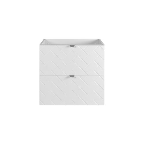 Meuble De Salle De Bain, Blanc Mat, 60 X 57 X 46 Cm, Poignées Argentées