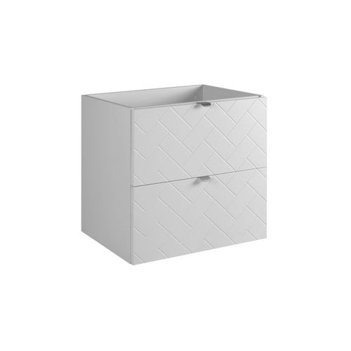 Meuble De Salle De Bain, Blanc Mat, 60 X 57 X 46 Cm, Poignées Argentées