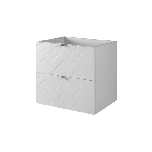 Meuble De Salle De Bain, Blanc Mat, 60 X 57 X 46 Cm, Poignées Argentées