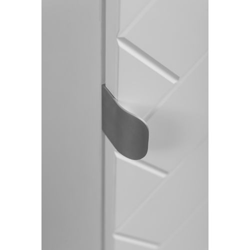 Meuble De Salle De Bain, Blanc Mat, 35 X 136 X 27 Cm, Poignées Argentées
