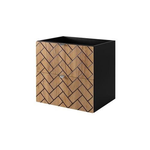 Meuble De Salle De Bain, Chêne Artisanal Doré, 60 X 57 X 46 Cm, Poignées Argentées