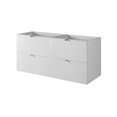 Meuble De Salle De Bain, Blanc Mat, 120 X 57 X 46 Cm, Poignées Argentées