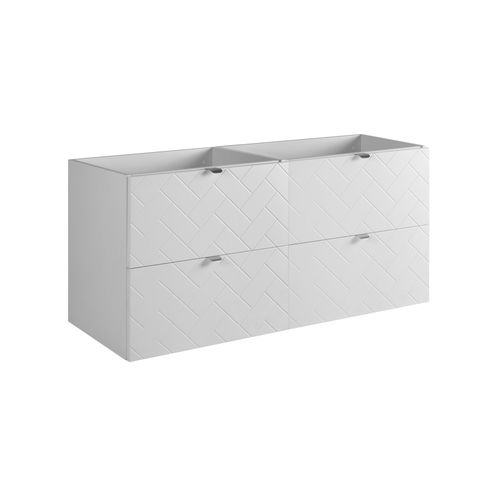 Meuble De Salle De Bain, Blanc Mat, 120 X 57 X 46 Cm, Poignées Argentées