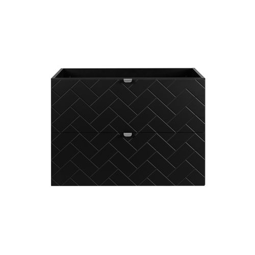 Meuble De Salle De Bain, Noir Mat, 80 X 57 X 46 Cm, Poignées Argentées