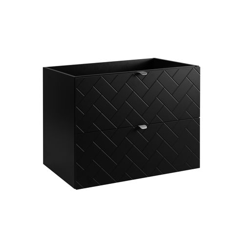 Meuble De Salle De Bain, Noir Mat, 80 X 57 X 46 Cm, Poignées Argentées