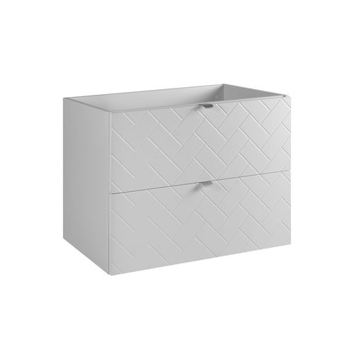 Meuble De Salle De Bain, Blanc Mat, 80 X 57 X 46 Cm, Poignées Argentées