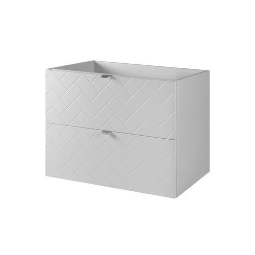 Meuble De Salle De Bain, Blanc Mat, 80 X 57 X 46 Cm, Poignées Argentées