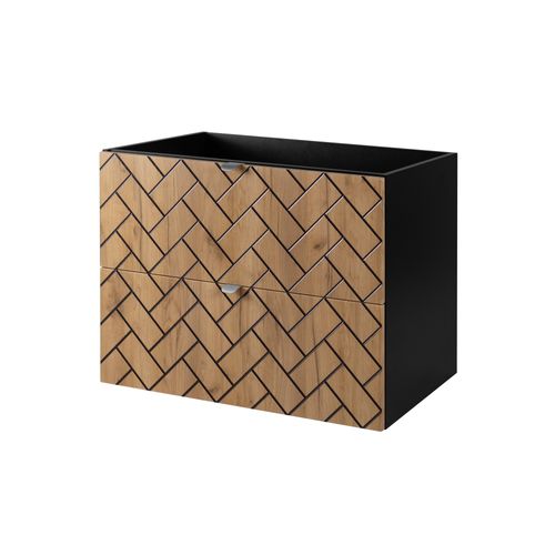 Meuble De Salle De Bain, Chêne Artisanal Doré, 80 X 57 X 46 Cm, Poignées Argentées