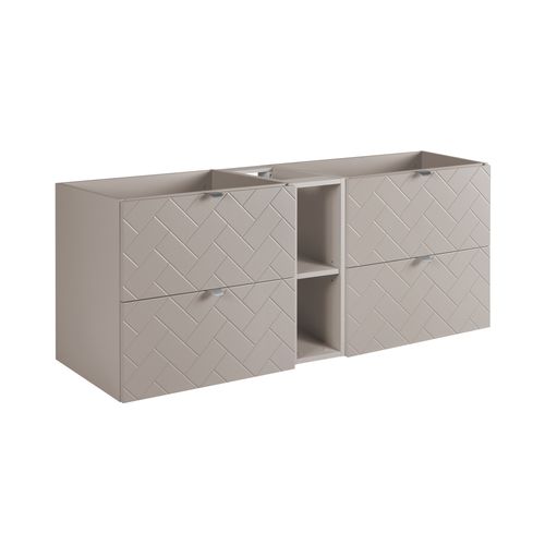 Meuble De Salle De Bain, Cachemire, 140 X 57 X 46 Cm, Poignées Argentées