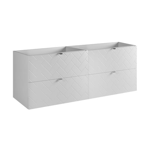 Meuble De Salle De Bain, Blanc Mat, 160 X 57 X 46 Cm, Poignées Argentées