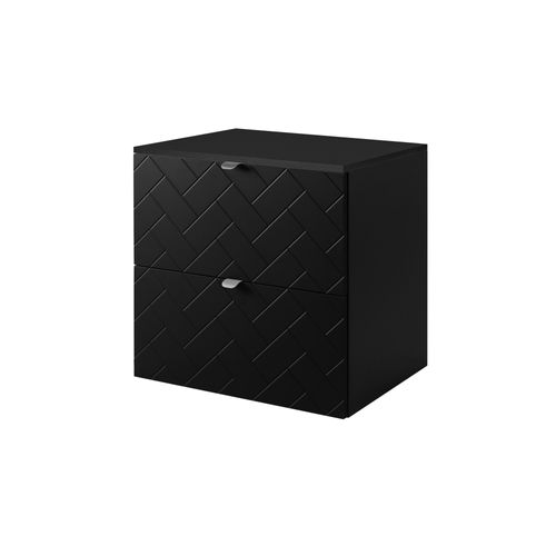 Meuble De Salle De Bain, Noir Mat, 60 X 57 X 46 Cm, Poignées Argentées