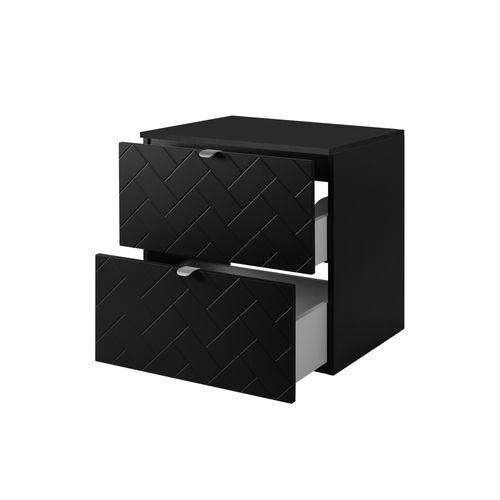 Meuble De Salle De Bain, Noir Mat, 60 X 57 X 46 Cm, Poignées Argentées