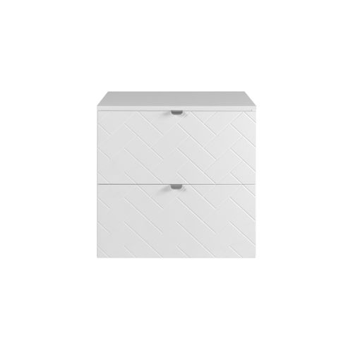 Meuble De Salle De Bain, Blanc Mat, 60 X 57 X 46 Cm, Poignées Argentées