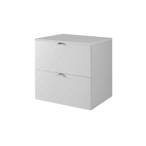 Meuble De Salle De Bain, Blanc Mat, 60 X 57 X 46 Cm, Poignées Argentées